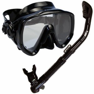 シュノーケリング マリンスポーツ Promate Snorkeling Scuba Dive Mask Dry Snorkel Gear Set, BkBk