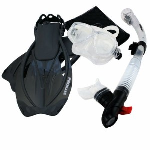 シュノーケリング マリンスポーツ Promate Snorkeling Mask Dry Snorkel Fins Mesh Gear Bag Set 7590