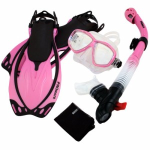 シュノーケリング マリンスポーツ Promate Snorkeling Mask Dry Snorkel Fins Mesh Gear Bag Set 7590