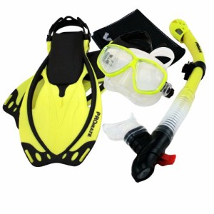 シュノーケリング マリンスポーツ Promate Snorkeling Mask Dry Snorkel Fins Mesh Gear Bag Set 7590