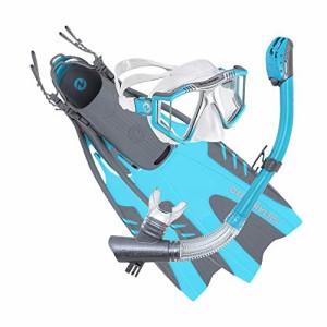 シュノーケリング マリンスポーツ U.S. Divers Lux Mask Fins Snorkel GoPro Ready Set, Aqua with Go