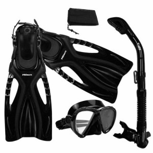 シュノーケリング マリンスポーツ Promate Snorkeling Scuba Dive Fins Mask Snorkel Set w/Mesh Bag,