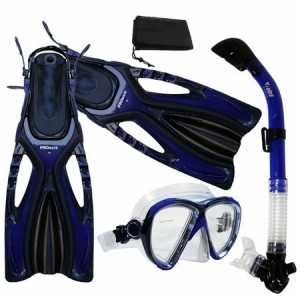 シュノーケリング マリンスポーツ Promate Snorkeling Scuba Dive Fins Mask Snorkel Set w/Mesh Bag,