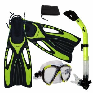 シュノーケリング マリンスポーツ Promate Snorkeling Scuba Dive Fins Mask Snorkel Set w/Mesh Bag,