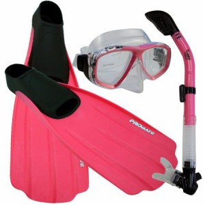 シュノーケリング マリンスポーツ Promate Snorkeling Full Foot Fins Mask Dry Snorkel Gear Set, Pi