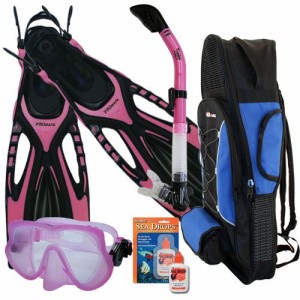 シュノーケリング マリンスポーツ Promate Snorkeling Scuba Dive Frameless Mask Fins Dry Snorkel G