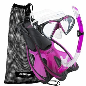 シュノーケリング マリンスポーツ Phantom Aquatics Adult Speed Sport Mask Fin Snorkel Set, Pink, 