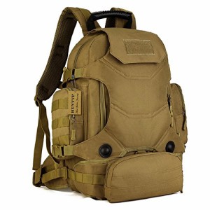 Huntvp 40L タクティカル ミリタリー MOLLE バックパック WR 3ウェイモジュラーパック パッチ付き 寸