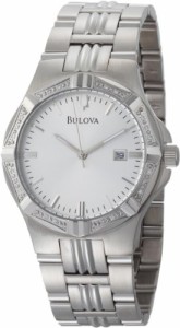 腕時計 ブローバ メンズ Bulova Men's 96E107 Diamond Case Silver Dial Bracelet Watch