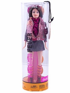 バービー バービー人形 Barbie Fashion Fever Teresa in Gray Ribbed Top, Zippered Mauve Faux Fur Vest, 