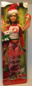 バービー バービー人形 Barbie Christmas Morning Holiday Doll 2008 with Santa Hat, Pajamas, Fur Slippe