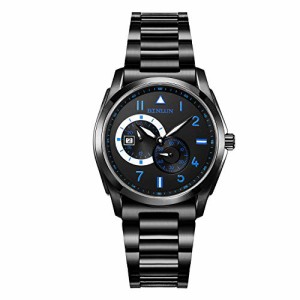 腕時計 ビンルン メンズ BINLUN Black Mens Automatic Watches Waterproof Military Stainless Steel Wrist