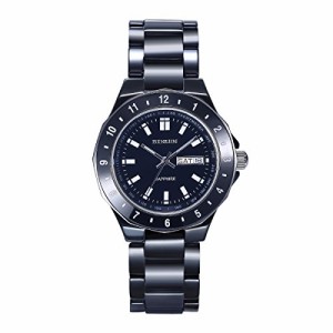 腕時計 ビンルン レディース BINLUN Women's Black Ceramic Waterproof Quartz Couple Watches His and H