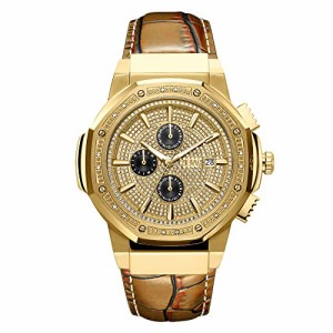 腕時計 高級メンズ JBW Men's Saxon 0.08 ctw Diamond 18k Gold-Plated Stainless-Steel Watch JB-6101L-E