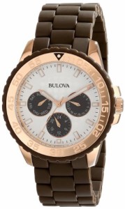 腕時計 ブローバ レディース Bulova Women's 98N103 Brown Rubber Wrapped Stainless-Steel Bracelet Wat