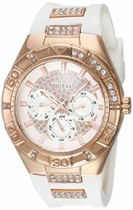 腕時計 ゲス GUESS Guess W0653L4 Women's Luna Crystal White Dial Rose Gold Steel & White Silicone Strap Wa