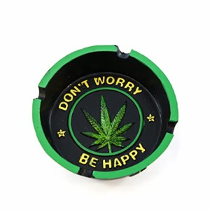 灰皿 海外モデル アメリカ Cool Cigarette Ashtray Inscribed "Don't Worry, Be Happy" and Marijuana Lea