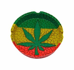 灰皿 海外モデル アメリカ 4.25" Rasta Leaf Round Ashtray