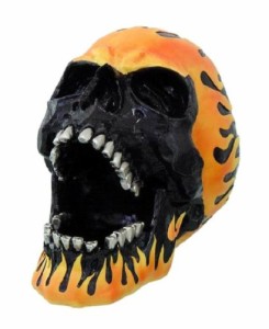 灰皿 海外モデル アメリカ Flame Hot Rod Skull Ashtray Statue Halloween Decor