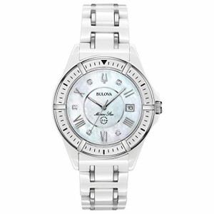 腕時計 ブローバ レディース Bulova Ladies' Marine Star Diamond White Ceramic and Stainless 3-Hand Q