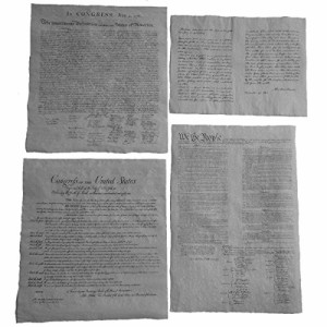 4つのアンティークパーチメント紙 米国の歴史的文書 独立宣言、米国憲法、権利章典、およびゲ