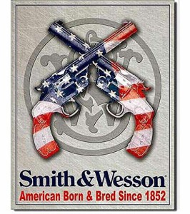 壁飾り インテリア タペストリー Signs 4 Fun SIG1465 Smith & Wesson American Born Metal Tin Sign, 