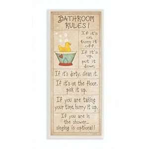 壁飾り インテリア タペストリー The Stupell Home D?cor Collection Bathroom Rules Rubber Ducky Ta