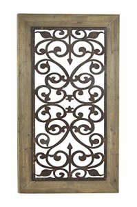 壁飾り インテリア タペストリー Deco 79 Wood Scroll Arabesque Wall Decor, 26" x 1" x 46", Brown