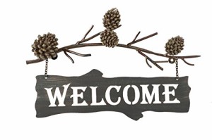 壁飾り インテリア タペストリー DEI Country Pinecone Welcome Sign, 17-Inch (25617)