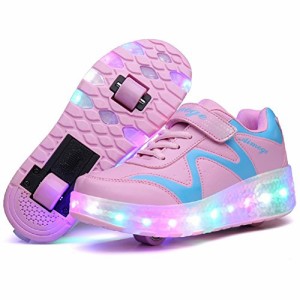 インラインスケート 海外正規品 並行輸入品 Nsasy Roller Shoes USB Charge Girls Boys Sneakers 