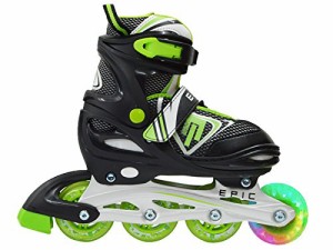 インラインスケート 海外正規品 並行輸入品 Epic Skates Rage Adjustable Inline Skates, Black, 