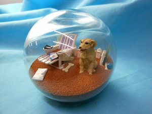 スノーグローブ 雪 置物 Beachball Sandglobe Puppy Dog Sphere, 4 Inch Diameter, Yellow Lab