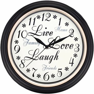 壁掛け時計 インテリア インテリア Westclox 32032 Round Live Love Laugh Message Clock, 12-Inch, E