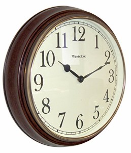 壁掛け時計 インテリア インテリア Westclox 73004P 15.5" Round Dark Woodgrain Clock, Brown