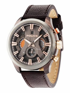 腕時計 ポリス メンズ Police Men's Chronograph Quartz Watch with Leather Strap 14639JSBZU/61