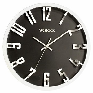 壁掛け時計 インテリア インテリア Westclox 32913 Round 3D Number Wall Clock, 12 Inch, Metallic