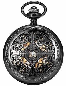 腕時計 スチームパンク steampunk AMPM24 Steampunk Black Copper Case Skeleton Mechanical Pocket Watch 