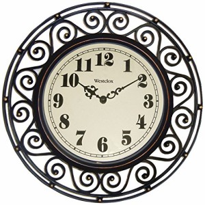 壁掛け時計 インテリア インテリア Westclox, Bronze 32021 Round Filigree Rubbed Clock, 12-Inch