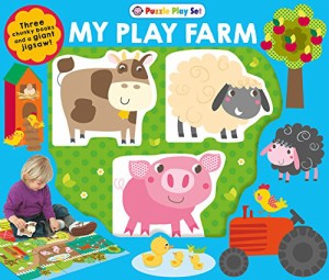 海外製絵本 知育 英語 Puzzle Play Set: MY PLAY FARM: Three Chunky Books and a Giant Jigsaw Puzzle! (Fi