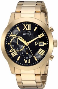 腕時計 ゲス GUESS GUESS Gold-Tone Stainless Steel + Black Chronogaph Bracelet Watch with Date. Color: Gol