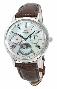 腕時計 オリエント レディース ORIENT 'Sun & Moon' Pearl Dial Roman Indices Brown Leather Lady Quar