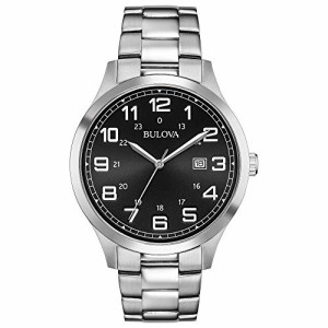 腕時計 ブローバ メンズ Bulova Dress Black Dial Stainless Steel Mens Watch 96B274