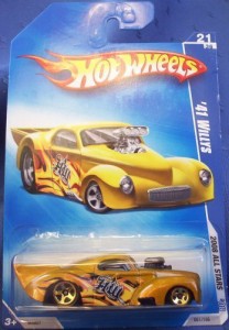 ホットウィール マテル ミニカー Hot Wheels '41 Willys Gold, Flamz, 5 Spoke - 1/64 #21/36 2008 All