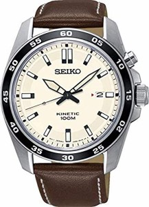 腕時計 セイコー メンズ Seiko Herren-Uhr Kinetik Edelstahl mit Lederband, Off White, Bracelet