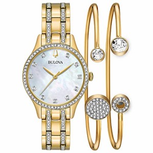 腕時計 ブローバ レディース Bulova Ladies' Classic Gold Tone Stainless Steel Box Set with White Mot