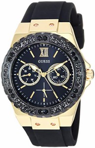 腕時計 ゲス GUESS GUESS Gold-Tone Stainless Steel + Black Stain Resistant Watch with Day + Date Functions