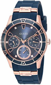 腕時計 ゲス GUESS GUESS Rose Gold-Tone + Iconic Blue Stain Resistant Silicone Watch with Day, Date + 24 H