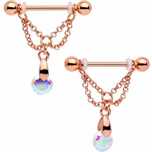 ボディキャンディー ボディピアス アメリカ Body Candy Nipplerings Piercing Women 14G Rose Gol