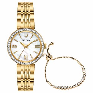 腕時計 ブローバ レディース Bulova Ladies' Classic Gold Tone Stainless Steel Box Set with White Mot