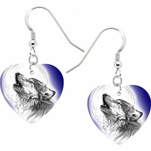 ボディキャンディー ピアス アメリカ Body Candy Stainless Steel Heart Moon Howling Wolf Earrings